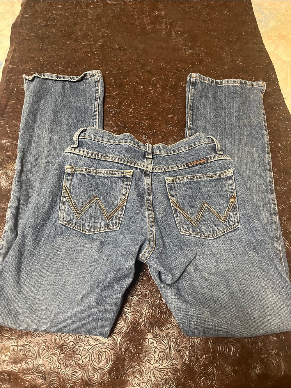 Women's Straight Leg Blue Denim Jeans with Signature Back Stitching